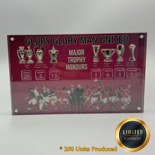 Load image into Gallery viewer, GGMU EDITION - MAN UNITED TROPHY HONOURS DESKTOP DISPLAY with 3D Trophy Replicas!
