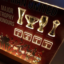 Load image into Gallery viewer, GGMU EDITION - MAN UNITED TROPHY HONOURS DESKTOP DISPLAY with 3D Trophy Replicas!
